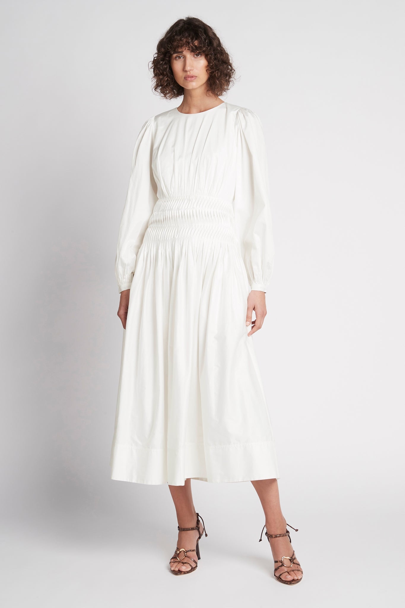 Tidal Tucked Midi Dress