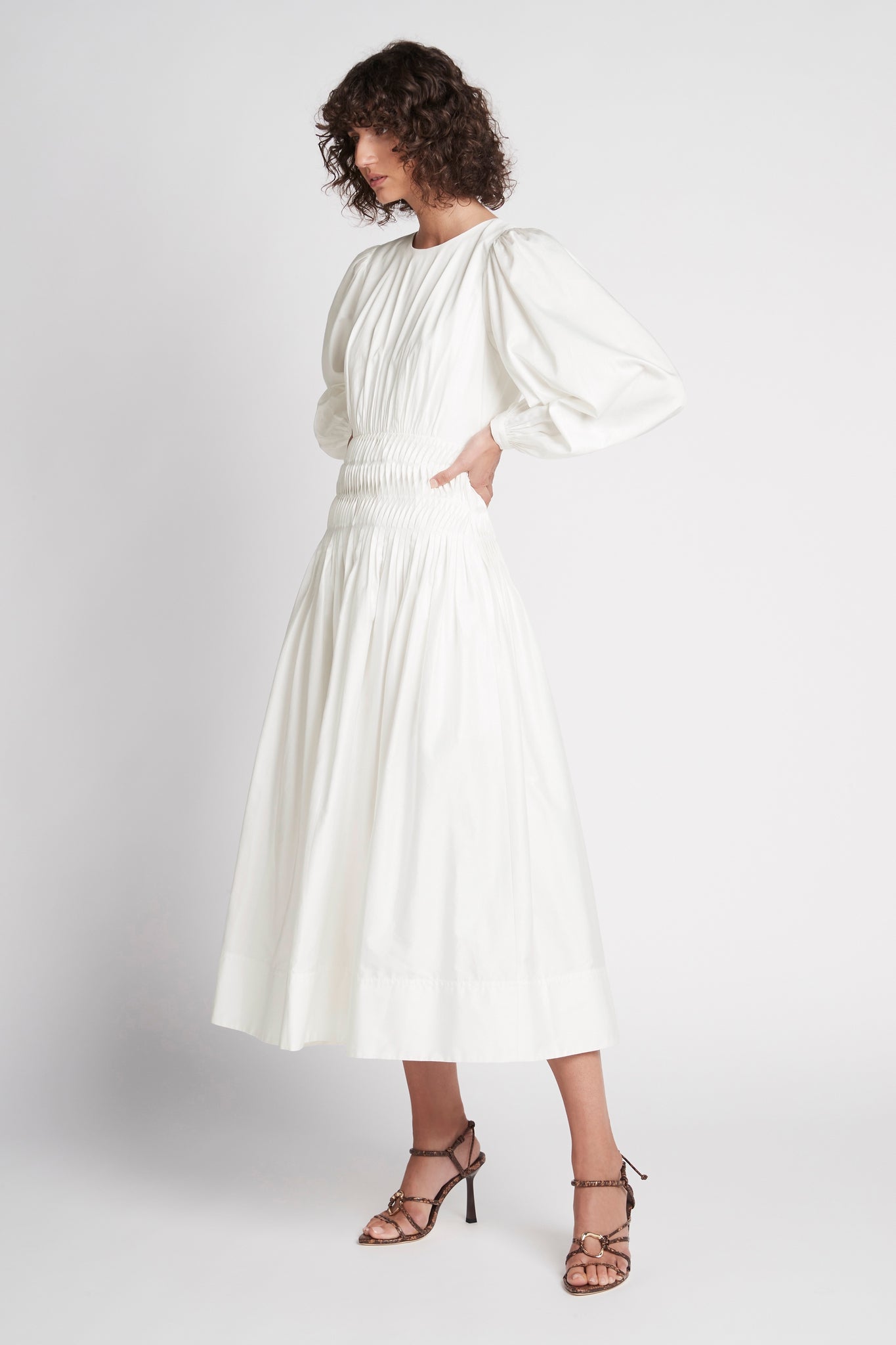 Tidal Tucked Midi Dress