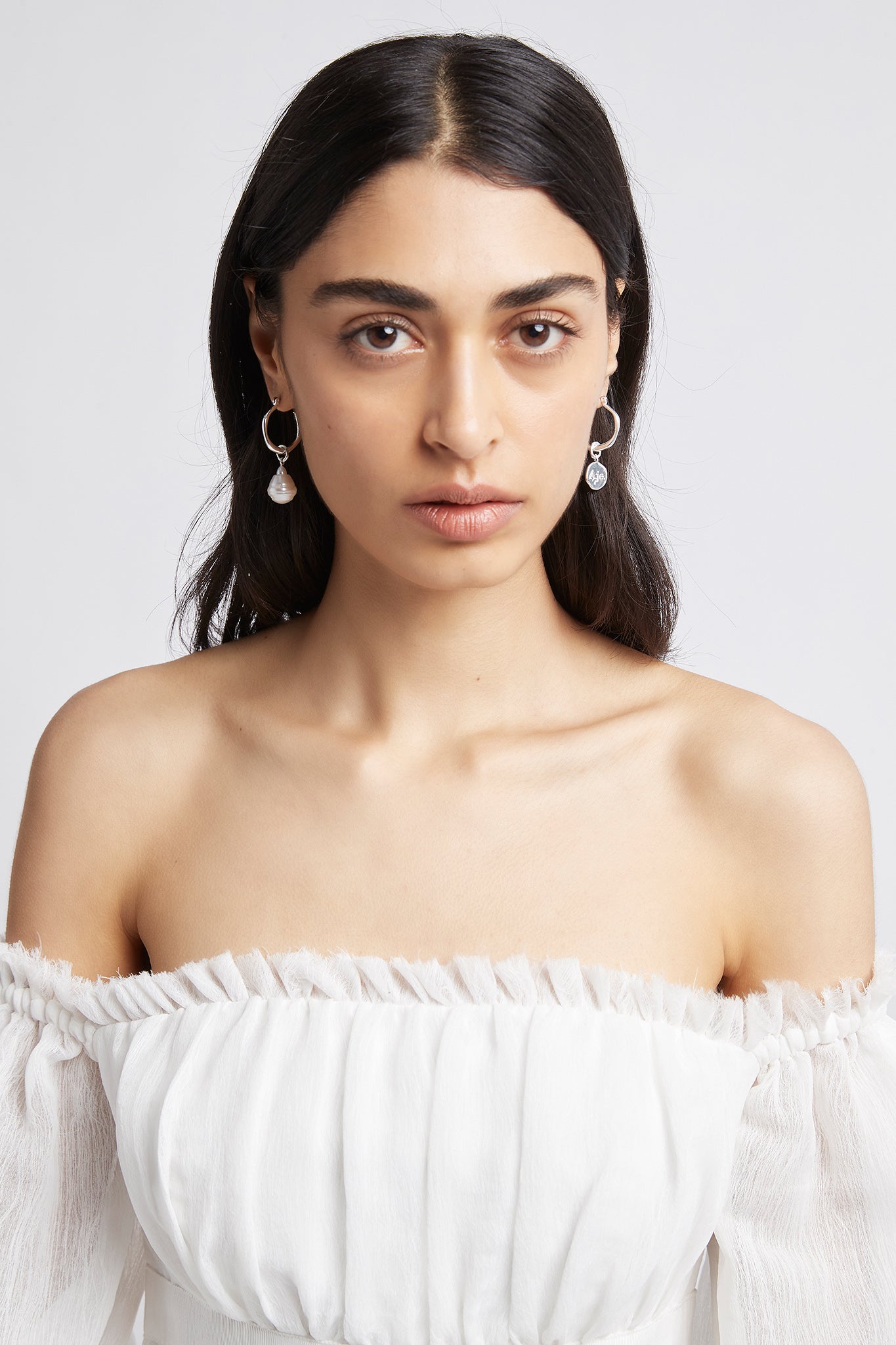 Aje Organic Hoop Pearl Earring
