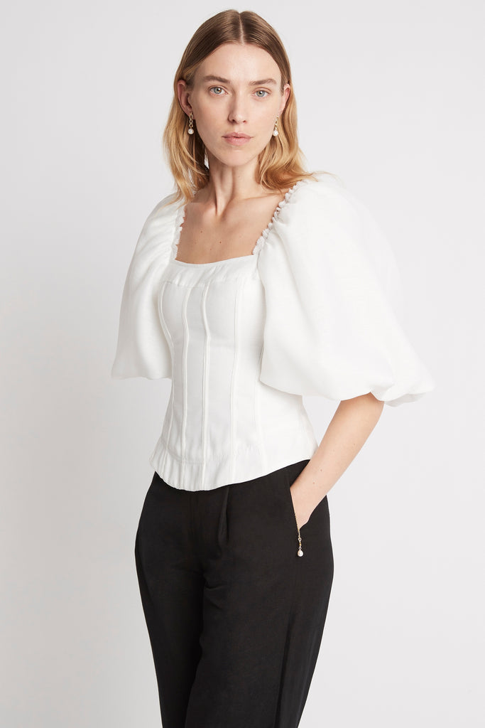 Cecile Puff Sleeve Corset Top