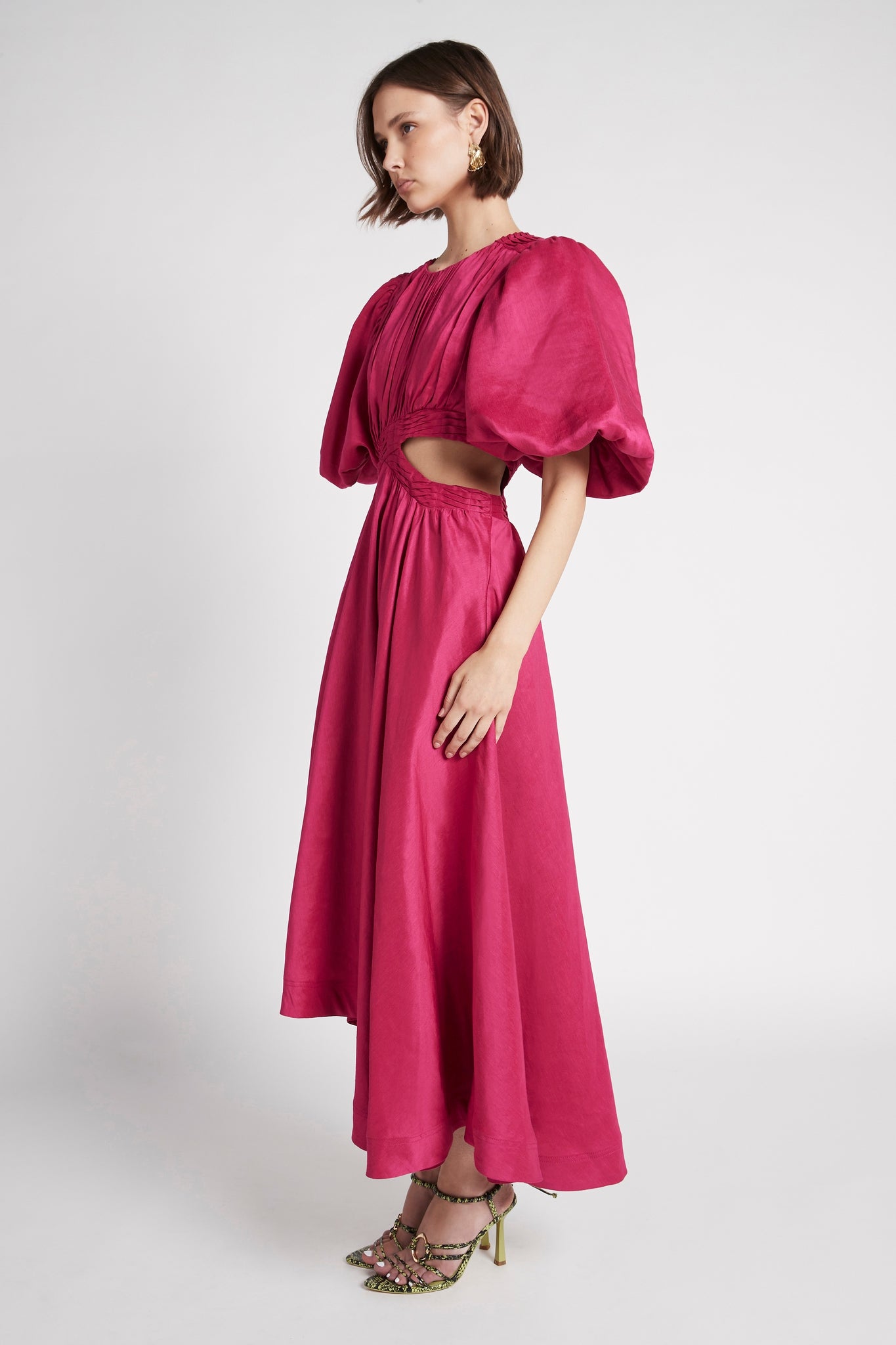 Tidal Tucked Cut Out Midi Dress