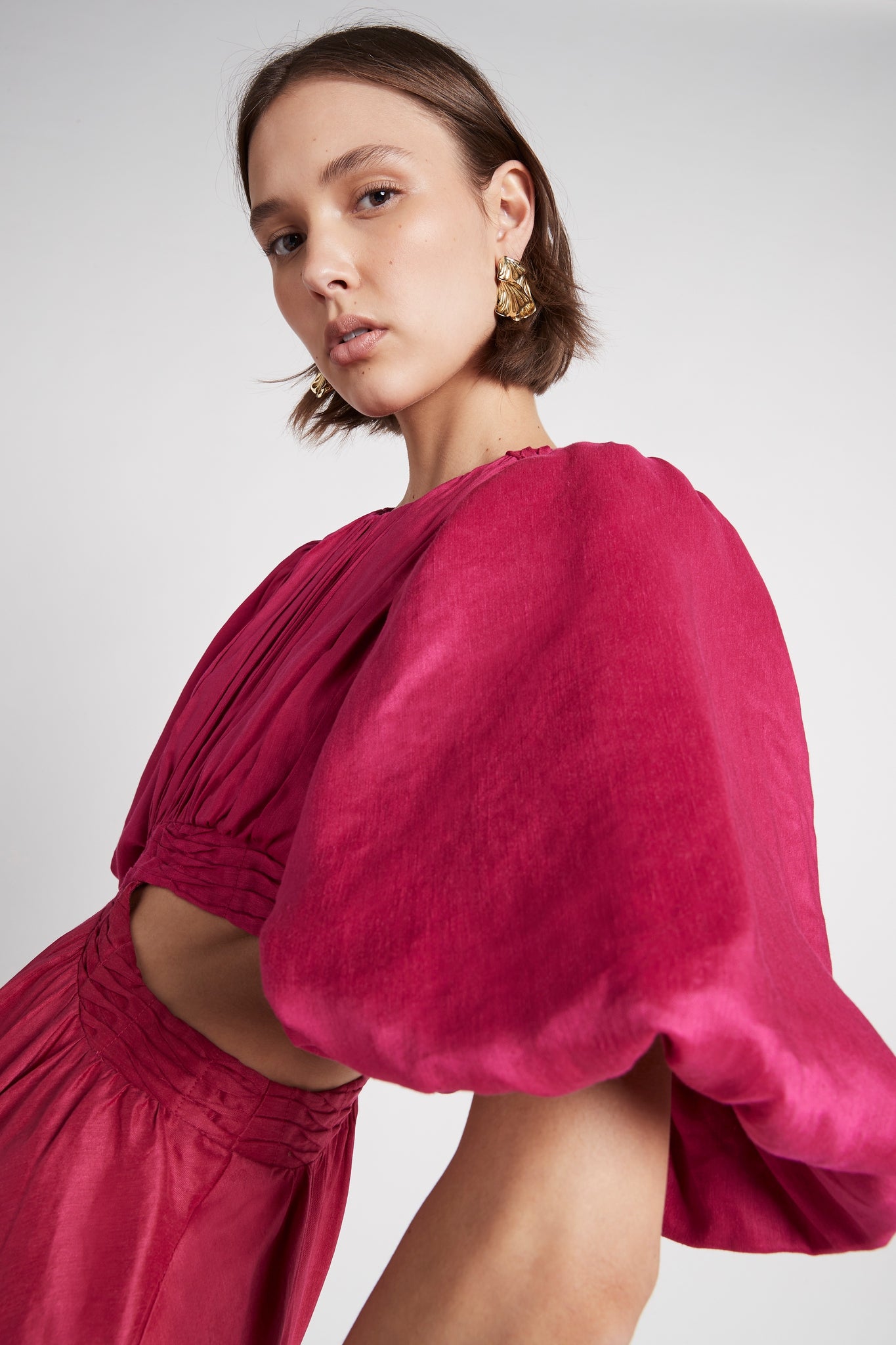 Tidal Tucked Cut Out Midi Dress