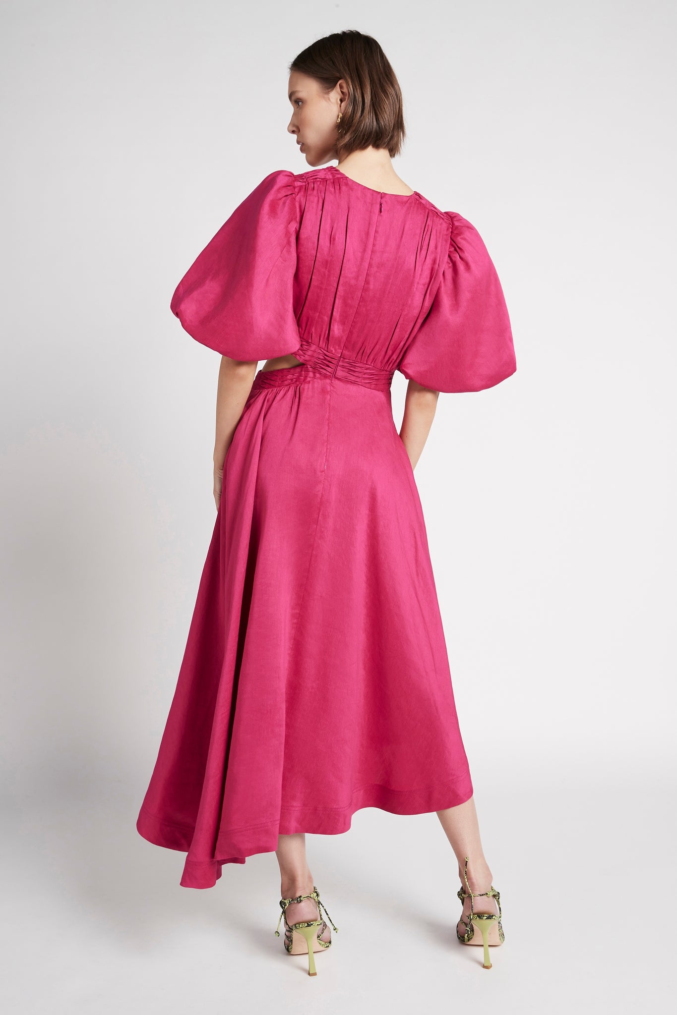Tidal Tucked Cut Out Midi Dress