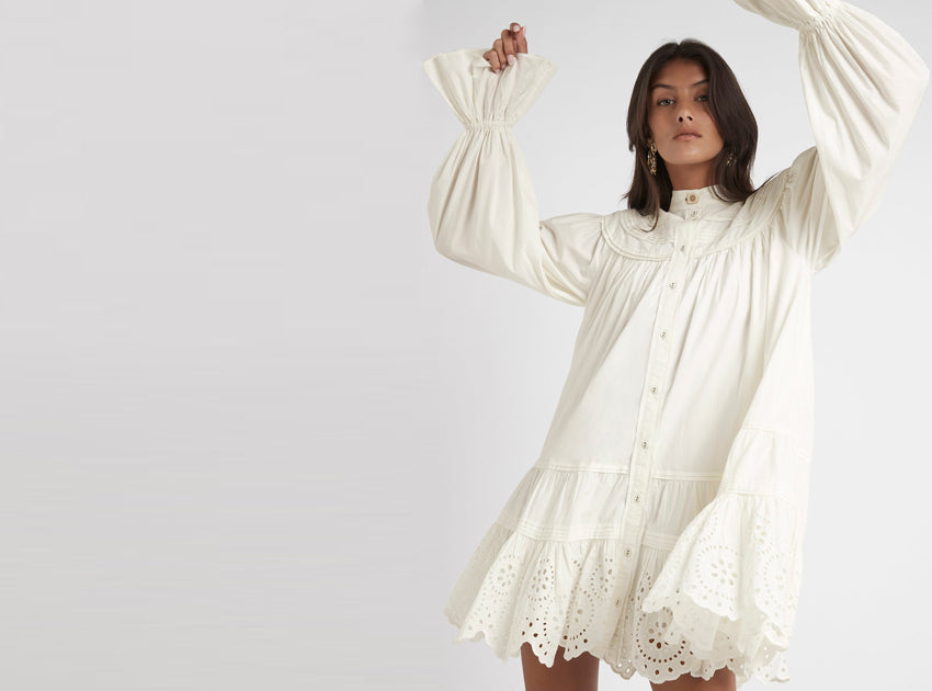 Salita Longsleeve Broderie Smock Dress
