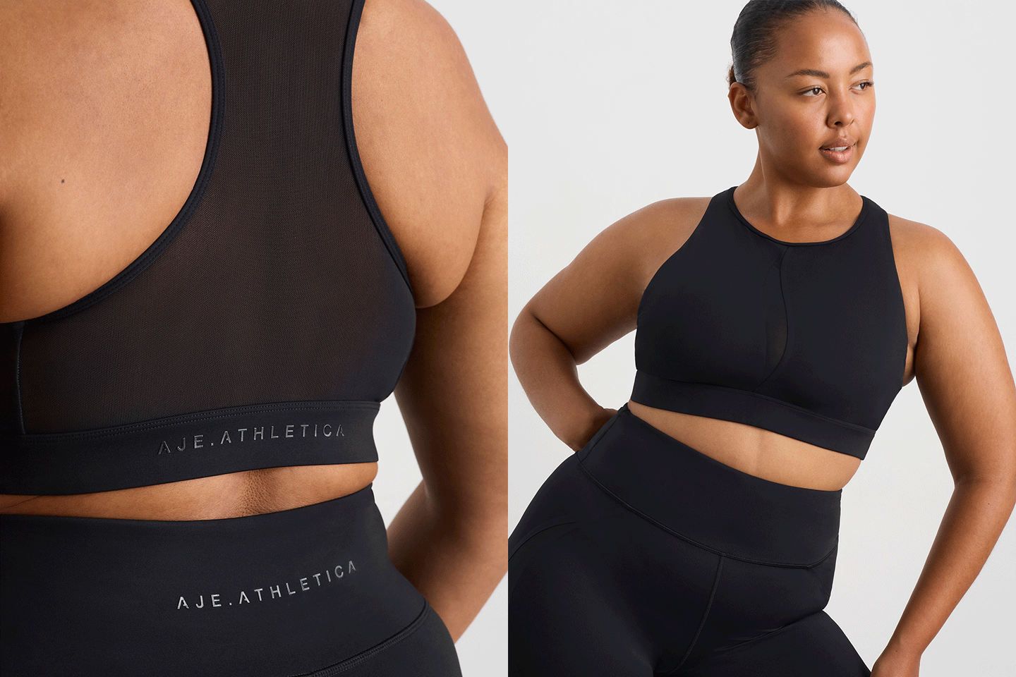 370 Bra Spliced Mesh Sports Bra 370 | BLACK | AJE ATHLETICA – Aje AU