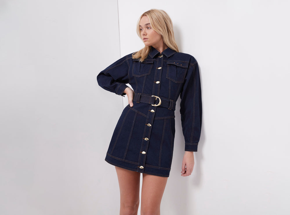 Philia Belted Denim Dress