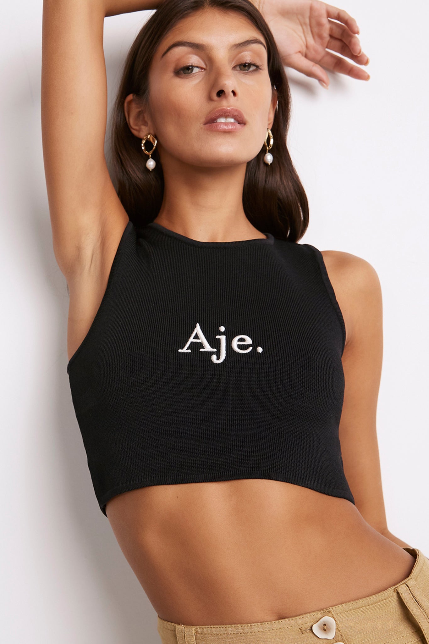 Bardot Knit Logo Cropped Tank